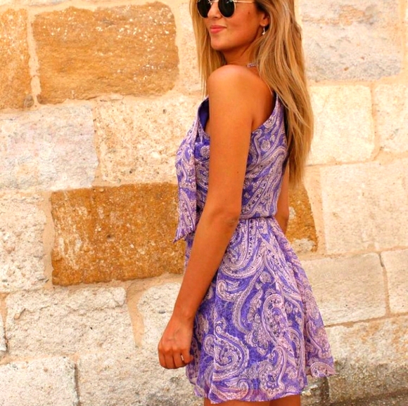 ZARA short mauve jumpsuit with print sz Large - Picture 14 of 15